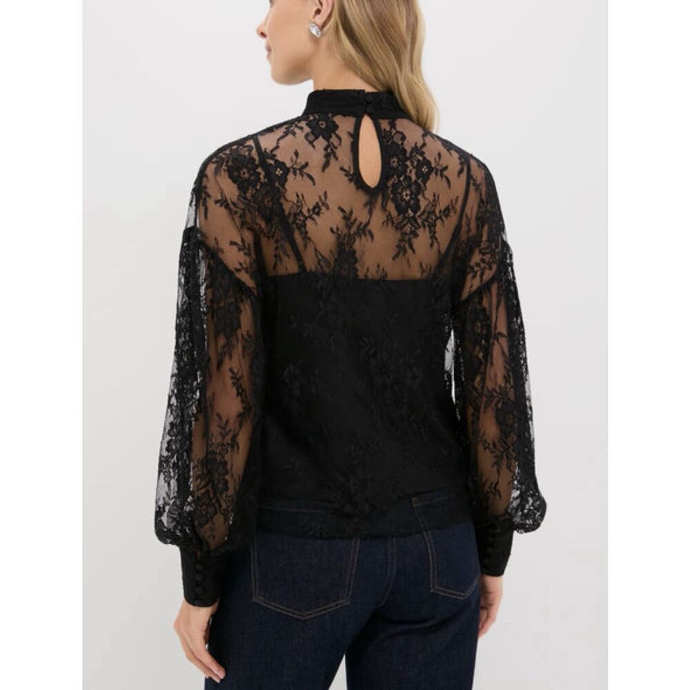 NWT Tuckernuck HYACINTH HOUSE Black Lace Adele Blouse Mockneck M - Picture 3 of 4